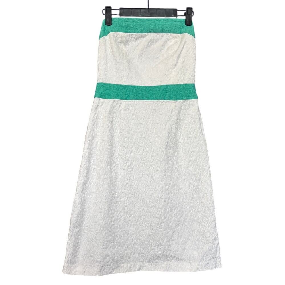 Vintage Milly of New York Colorblock Preppy Dress Strapless 90s Y2k